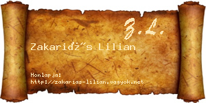 Zakariás Lilian névjegykártya
